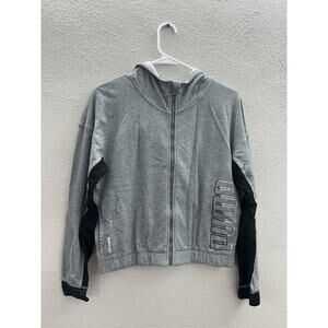 Puma Womens Jacket Size Small Gray Zip Up Puma Training Hooded Sweatshirt